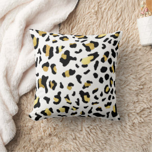 Leopard Animal Print Black en Gold Sierkussen. Kussen