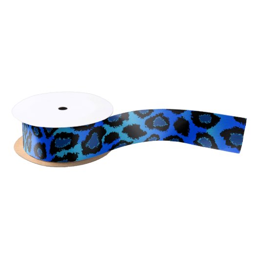 Leopard Animal Print | Blauw Satijnen Lint (Spoel)