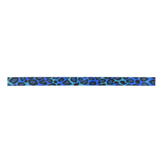 Leopard Animal Print | Blauw Satijnen Lint (Voorkant)