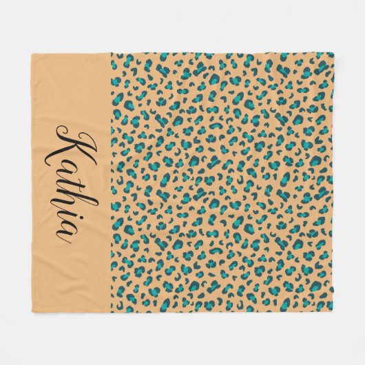 Leopard Animal Print Blauwgroen Tan Speciaal Fleece Deken (Voorkant (Horizontaal))