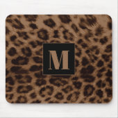 Leopard Animal Print Brown Black Chic Monogram Muismat (Voorkant)