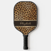 Leopard Animal Print Brown & Gold Stripe Sports Pickleball Paddle (Voorkant)