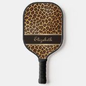 Leopard Animal Print Brown & Gold Stripe Sports Pickleball Paddle (Achterkant)