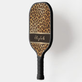 Leopard Animal Print Brown & Gold Stripe Sports Pickleball Paddle (Links)