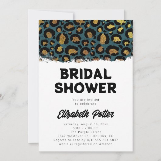 Leopard Animal Print Bruids Douche Uitnodiging (Voorkant)