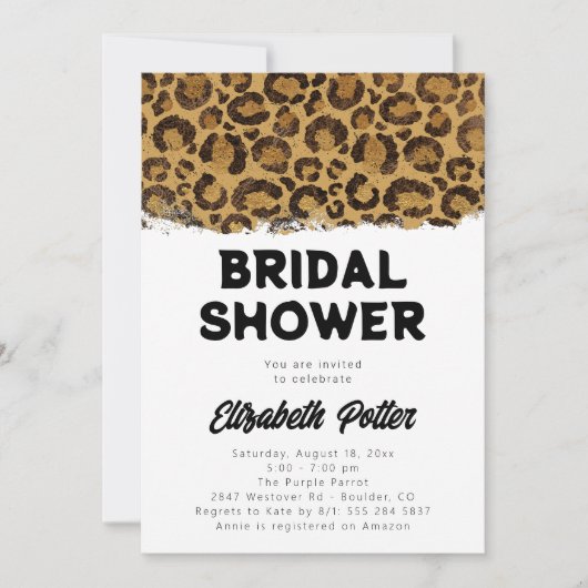 Leopard Animal Print Bruids Douche Uitnodiging (Voorkant)