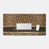Leopard Animal Print Bruin & Gouden Streep Glamour Bureaumat (Keyboard & Muis)