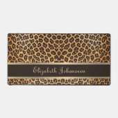 Leopard Animal Print Bruin & Gouden Streep Glamour Bureaumat (Voorkant)
