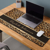 Leopard Animal Print Bruin & Gouden Streep Glamour Bureaumat