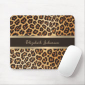 Leopard Animal Print Bruin & Gouden Streep Glamour Muismat (Met muis)