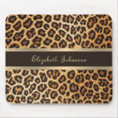 Leopard Animal Print Bruin & Gouden Streep Glamour Muismat (Voorkant)