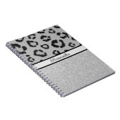 Leopard Animal Print Cheetah Glitter Silver Notitieboek (Rechterzijde)
