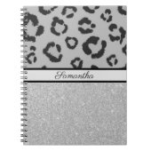 Leopard Animal Print Cheetah Glitter Silver Notitieboek (Voorkant)