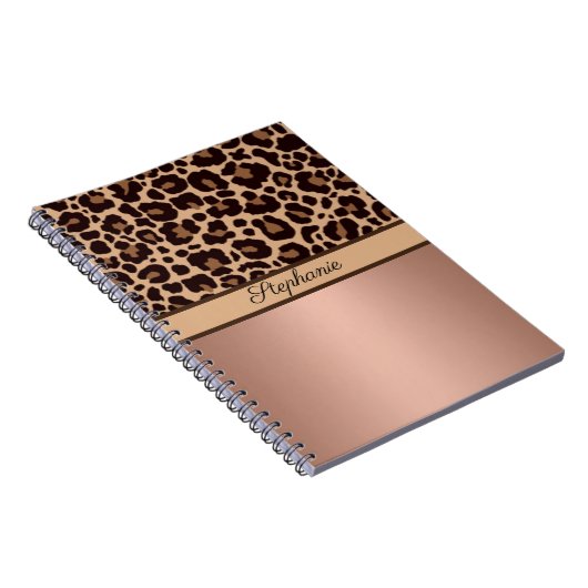 Leopard Animal Print Cheetah Roos Gold Trendy chic Notitieboek (Rechterzijde)