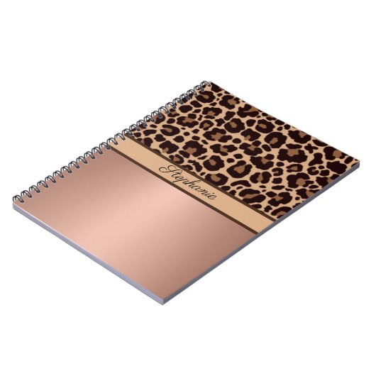 Leopard Animal Print Cheetah Roos Gold Trendy chic Notitieboek (Linkerzijde)