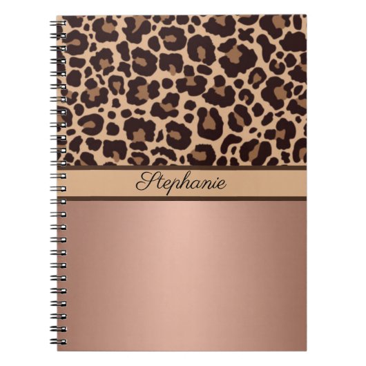 Leopard Animal Print Cheetah Roos Gold Trendy chic Notitieboek (Voorkant)