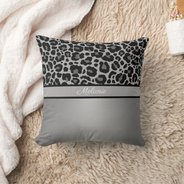 Leopard Animal Print Cheetah Silver Grey Kussen (Deken)
