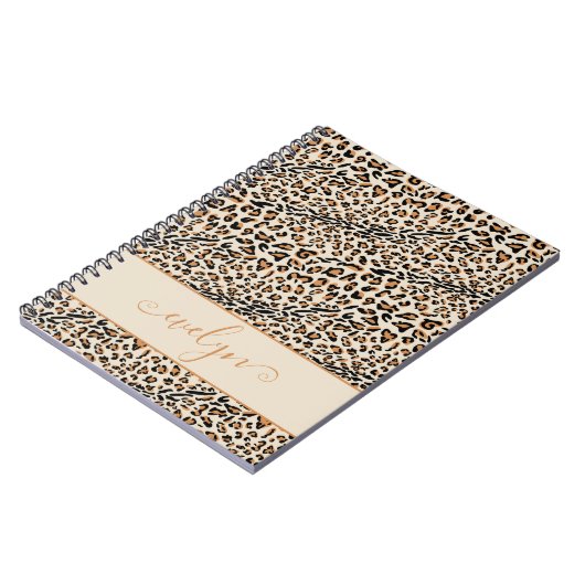 Leopard Animal Print Cream Black Tan, persoonlijk Notitieboek (Linkerzijde)