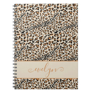Leopard Animal Print Cream Black Tan, persoonlijk Notitieboek