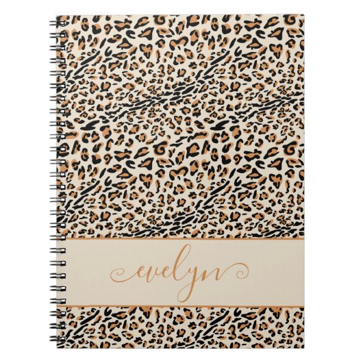 Leopard Animal Print Cream Black Tan, persoonlijk Notitieboek (Voorkant)