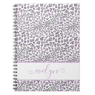 Leopard Animal Print Cream Lila grijs gepersonalis Notitieboek