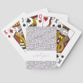Leopard Animal Print Cream Lila grijs script naam Pokerkaarten (Achterkant)