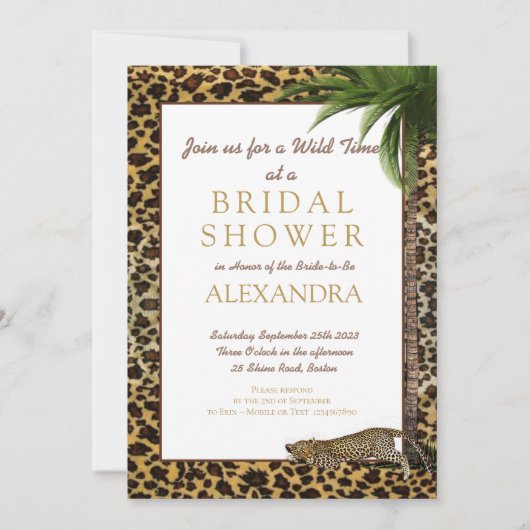 Leopard Animal Print Elegant Palm Vrijgezellenfees Kaart (Voorkant)
