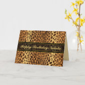 Leopard Animal Print gepersonaliseerd Kaart (Gele Bloem)