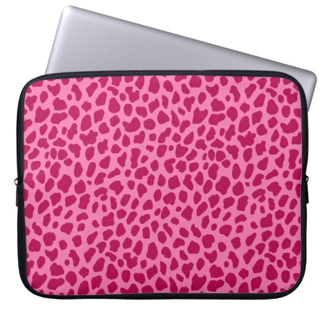 Leopard Animal Print Girly Glam y2k Esthetisch Roz Laptop Sleeve (Voorkant)