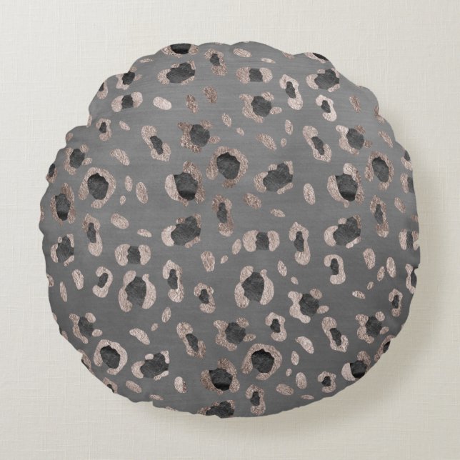 Leopard Animal Print Glam #6 Rond Kussen (Voorkant)