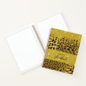 Leopard Animal Print Gold Foil Glitter-schijven Notitieboek (Binnen)