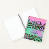 Leopard Animal Print Holographic Glitter Drivers Notitieboek (Binnen)