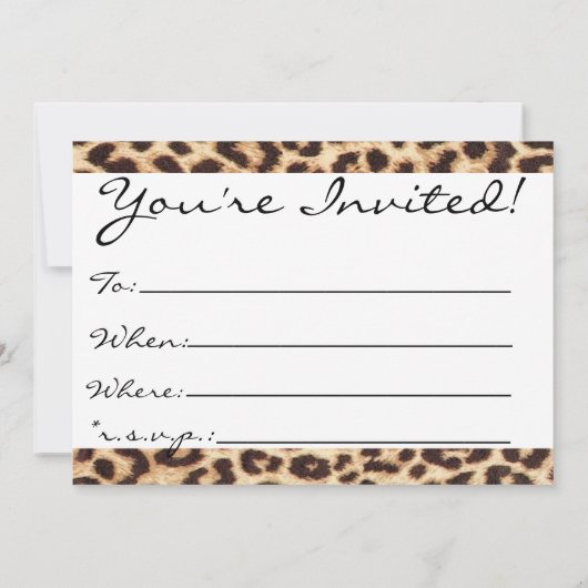 Leopard/Animal Print Invitation Kaart (Achterkant)