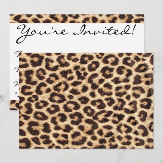 Leopard/Animal Print Invitation Kaart (Voorkant / Achterkant)