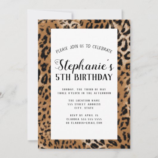 Leopard Animal Print Kids Birthday Party Kaart (Voorkant)
