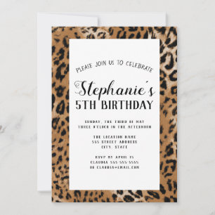 Leopard Animal Print Kids Birthday Party Kaart