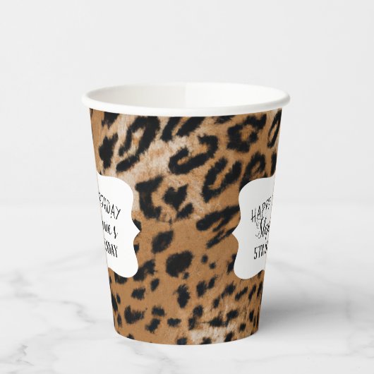 Leopard Animal Print Kids Birthday Party Papieren Bekers (Links)