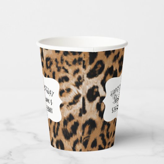 Leopard Animal Print Kids Birthday Party Papieren Bekers (Rechts)