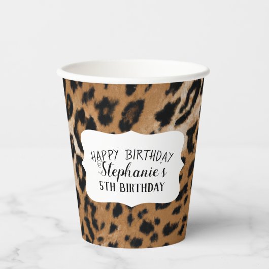Leopard Animal Print Kids Birthday Party Papieren Bekers (Voorkant)