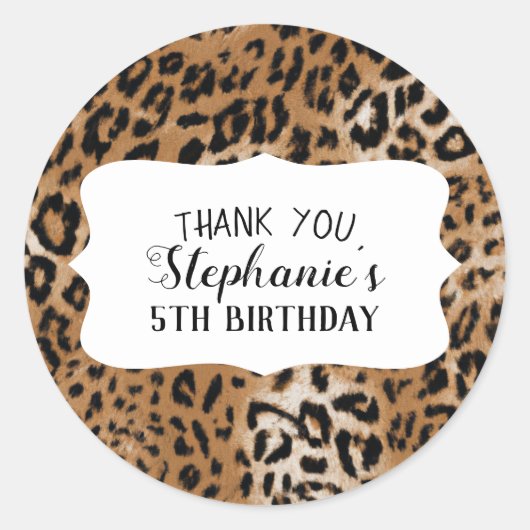 Leopard Animal Print Kids Birthday Party Ronde Sticker (Voorkant)