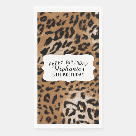 Leopard Animal Print Kids Birthday Party Servet (Voorkant)