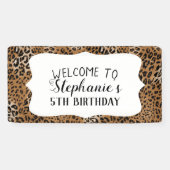 Leopard Animal Print Kids Birthday Party Spandoek (Horizontaal)