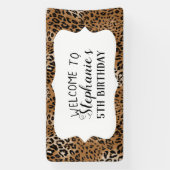 Leopard Animal Print Kids Birthday Party Spandoek (Verticaal)
