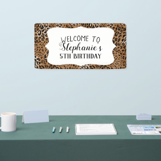 Leopard Animal Print Kids Birthday Party Spandoek (Beurs)
