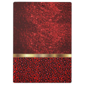 Leopard Animal Print met Red Glitter  Klembord (Achterkant)