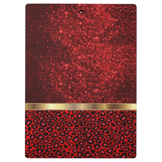 Leopard Animal Print met Red Glitter  Klembord (Achterkant)