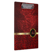 Leopard Animal Print met Red Glitter  Klembord (Rechts)