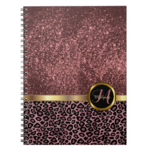 Leopard Animal Print met Roos Gold Glitter Notitieboek