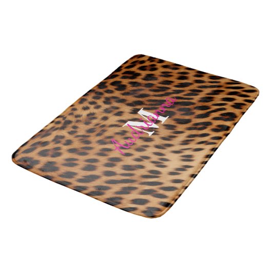Leopard Animal Print Monogram Badmat (Gekanteld)