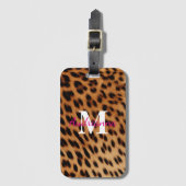 Leopard Animal Print Monogram Bagagelabel (Voorkant (verticaal))